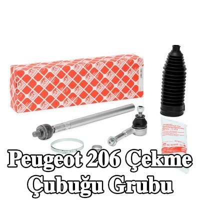 FEBI BILSTEIN Gresli rot kolu grubu, körükli, kelepçeli, direksiyon körüğü ile — Peugeot 206