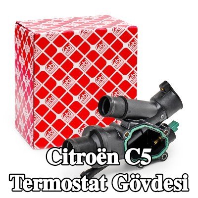 FEBI BILSTEIN Conta/sızdırmazlık elemanı ile termostat muhafazası, sensörlü, termostatlı — Citroën C5