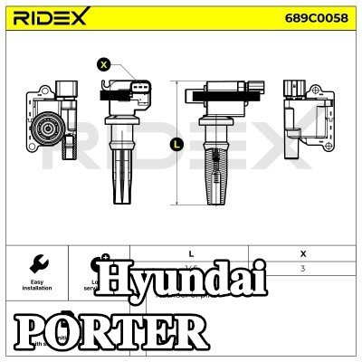 RIDEX موصل ملف الإشعال ذو 3 أطراف — Hyundai Porter
