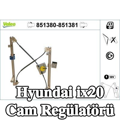VALEO Sol ön cam regülatörü, Elektrikli, elektrik motoru olmadan — Hyundai ix20