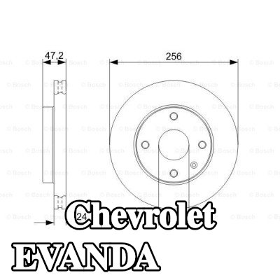 BOSCH القطر الخارجي لقرص المكابح: 256mm, مُهوى, مشحم — Chevrolet Evanda