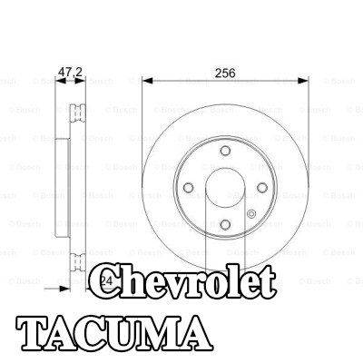 BOSCH القطر الخارجي لقرص المكابح: 256mm, مُهوى, مشحم — Chevrolet Tacuma