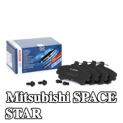 BOSCH مجموعة وسادات الفرامل 14, 2mm, مع لوحة مانعة للصرير, مع مسامير/براغي, مع دليل التركيب — Mitsubishi Space Star