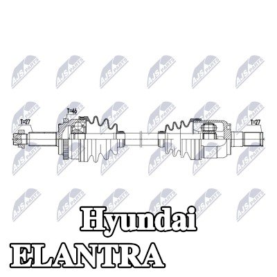 NTY عمود الدفع المحور الأمامي الأيسر, 665mm — 2012 Hyundai Elantra