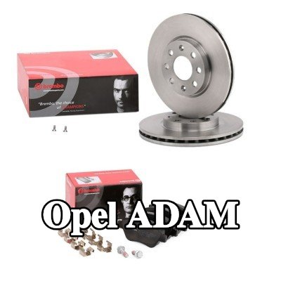 BREMBO مجموعة أقراص الفرامل والوسادات Prime, مزود بفتحات تهوية داخلية — Opel Adam