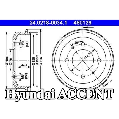 ATE أسطوانة الفرامل 216, 0mm — 1997 Hyundai Accent