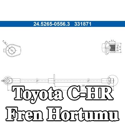 ATE Fren hortumu 565mm, banjo cıvatası olmadan — Toyota C-hr