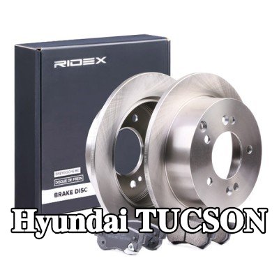 RIDEX مجموعة أقراص الفرامل والوسادات للمحور الخلفي, صلب — 2012 Hyundai Tucson