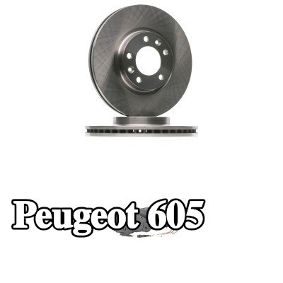 RIDEX مجموعة أقراص الفرامل والوسادات للمحور الأمامي, مزود بفتحات تهوية داخلية — Peugeot 605