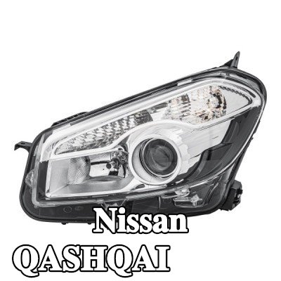 HELLA المصباح الأمامي الأيسر, H7/H7, PY21W, W5W, مع لمبات, مع محرك لتسوية المصابيح الأمامية — Nissan Qashqai