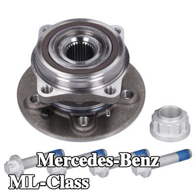 FEBI BILSTEIN مجموعة محامل العجلات - المحور الأمامي, محمل العجلة المدمج في محور العجلة, مع حلقة مستشعر ABS, مع حلقة مستشعر مغناطيسي مدمجة, مع مواد تثبيت/تركيب — Mercedes-Benz ML-Class
