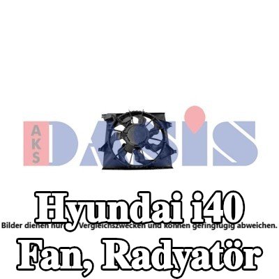 AKS DASIS Fan, radyatör 466mm, radyatör fan kapağı — Hyundai i40