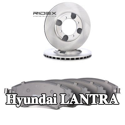 RIDEX مجموعة أقراص الفرامل والوسادات للمحور الأمامي, مُهوى — Hyundai Lantra