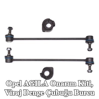 RIDEX Onarım kiti, ön aks her iki taraf için stabilizatör burcu, bağlantı çubuğu ile — Opel Agila