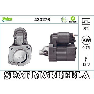 VALEO محرك التشغيل معاد تصنيعه بجودة عالية, 0, 75kW — 1990 SEAT Marbella