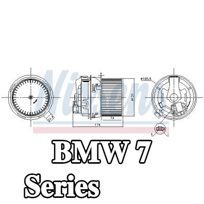 NISSENS محرك منفاخ 12V, بدون مقاوم — BMW 7 Series