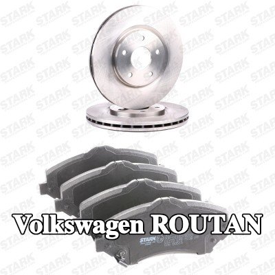 STARK مجموعة أقراص الفرامل والوسادات للمحور الأمامي, مزود بفتحات تهوية داخلية — Volkswagen Routan