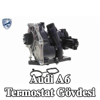 VEMO Conta/sızdırmazlık elemanı ile termostat muhafazası, sensörlü, termostatlı, Q+, orijinal ekipman üreticisi kalitesi — 2011 Audi A6
