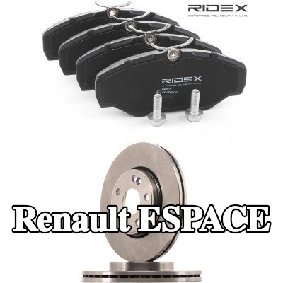 RIDEX مجموعة أقراص الفرامل والوسادات للمحور الأمامي, مُهوى خارجيًا — 2000 Renault Espace