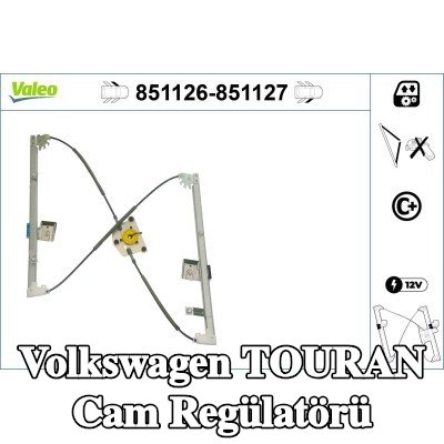 VALEO Sol ön cam regülatörü, Elektrikli, elektrik motoru olmadan — 2012 Volkswagen Touran