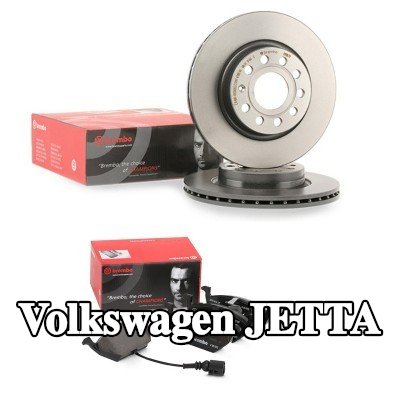 BREMBO مجموعة أقراص الفرامل والوسادات Prime, مزود بفتحات تهوية داخلية — 2004 Volkswagen Jetta