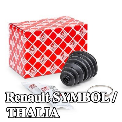 FEBI BILSTEIN غطاء مفصل CV المحور الأمامي, المحور الخلفي, مع مشابك — Renault Symbol / Thalia