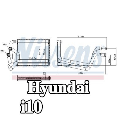 NISSENS مصفوفة التدفئة مع أنبوب — 2012 Hyundai i10