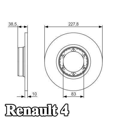 BOSCH القطر الخارجي لقرص المكابح: 227, 8mm, صلب, مشحم — Renault 4