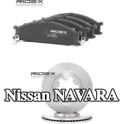 RIDEX مجموعة أقراص الفرامل والوسادات للمحور الأمامي, مزود بفتحات تهوية داخلية — 2003 Nissan Navara