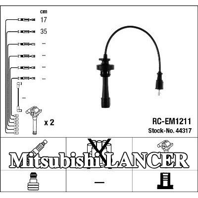 NGK مجموعة أسلاك الإشعال سوداء — Mitsubishi Lancer