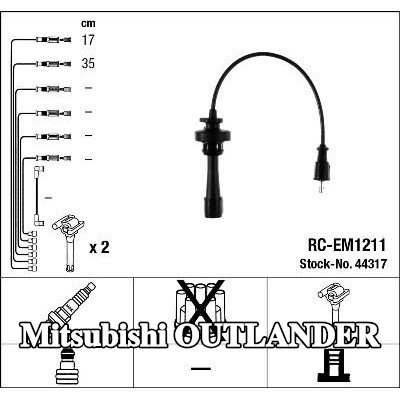 NGK مجموعة أسلاك الإشعال سوداء — 2002 Mitsubishi Outlander