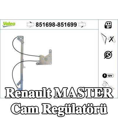 VALEO Sol ön cam regülatörü, Elektrikli, elektrik motoru olmadan — Renault Master