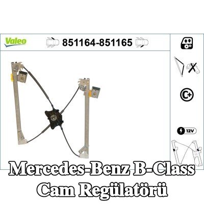 VALEO Cam regülatörü Sağ Ön, Elektrikli, elektrik motoru olmadan — 2011 Mercedes-Benz B-Class