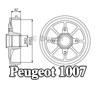 BOSCH أسطوانة الفرامل للمحور الخلفي, 220mm, مع حلقة مستشعر ABS, مع محمل العجلة — Peugeot 1007