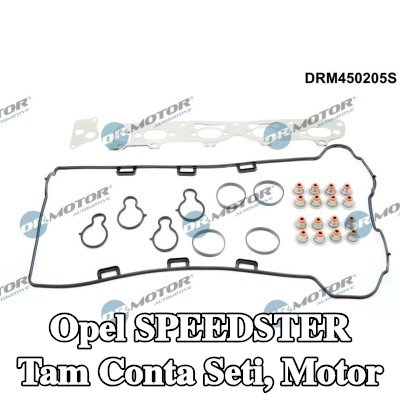 DR.MOTOR AUTOMOTIVE Tam Conta Seti, valf kapağı contası dahil motor, valf gövdesi contalı, silindir kafası contası olmadan, egzoz manifoldu contası ile (ler), emme manifoldu contası/contaları ile — Opel Speedster