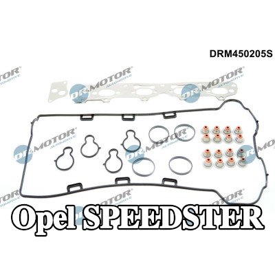 DR.MOTOR AUTOMOTIVE مجموعة حشيات كاملة, محرك مع حشية غطاء الصمامات, مع أختام ساق الصمام, بدون حشية رأس الأسطوانة, مع حشية (حشيات) مشعب العادم, مع حشية (حشيات) مشعب السحب — Opel Speedster