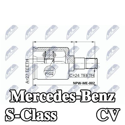 NTY طقم وصلة CV للمحور الأمامي الأيمن, على جانب ناقل الحركة — 2002 Mercedes-Benz S-Class