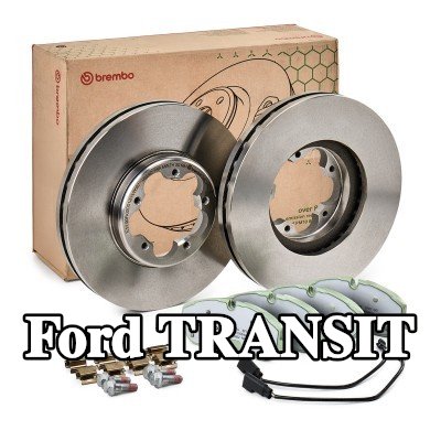 BREMBO مجموعة أقراص ووسادات الفرامل ذات التهوية الداخلية, مع لوحة مانعة للصرير — Ford Transit