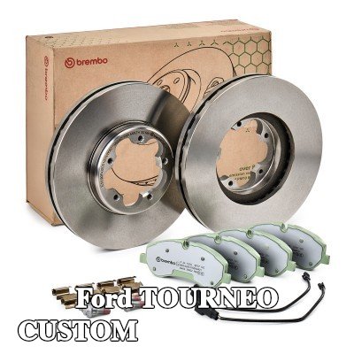 BREMBO مجموعة أقراص ووسادات الفرامل ذات التهوية الداخلية, مع لوحة مانعة للصرير — Ford Tourneo Custom