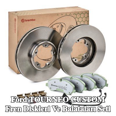 BREMBO İçten havalandırmalı fren diskleri ve balataları seti, gıcırtı önleyici plaka ile — Ford Tourneo Custom