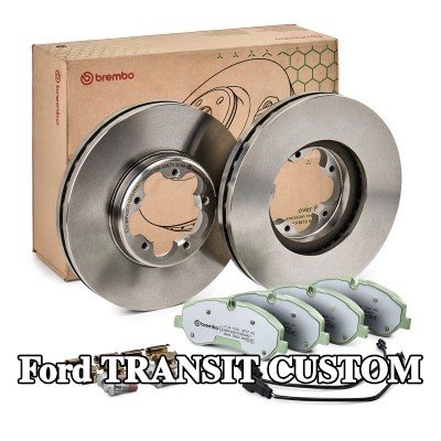 BREMBO مجموعة أقراص ووسادات الفرامل ذات التهوية الداخلية, مع لوحة مانعة للصرير — Ford Transit Custom