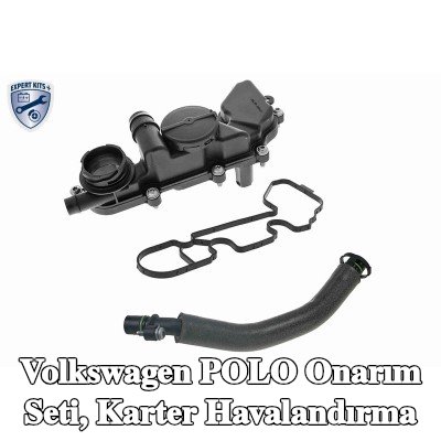 VAICO Onarım Seti, motor tarafında karter havalandırması, conta/sızdırmazlık elemanları ile, hortumlu — Volkswagen Polo