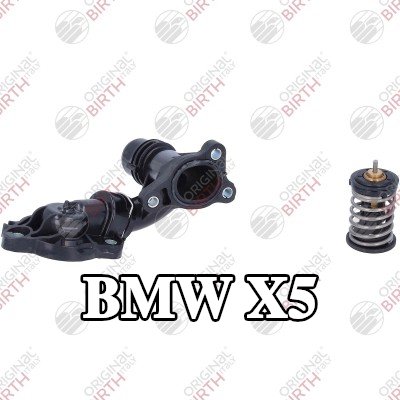 BIRTH شفة سائل التبريد الأمامية, المحور الأمامي, السفلي, مع حشية/مانع تسرب, مزود بثرموستات — BMW X5
