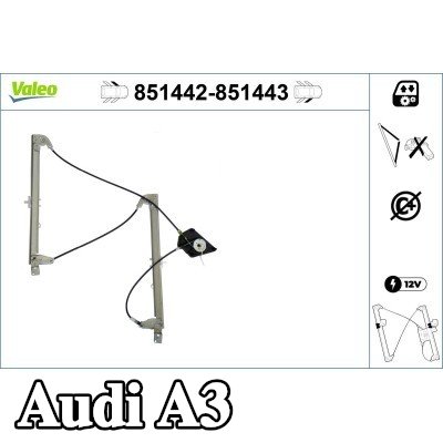 VALEO مُحرك نافذة أمامي أيسر, كهربائي, بدون محرك كهربائي — Audi A3