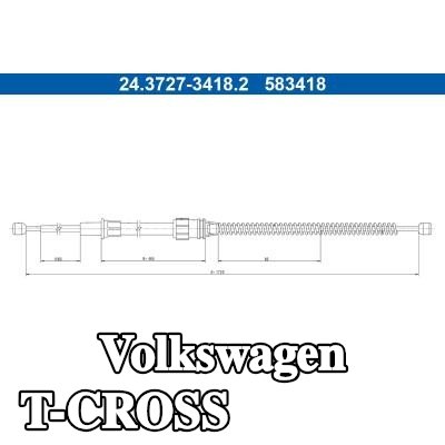 ATE كابل فرامل اليد 1720mm — Volkswagen T-cross
