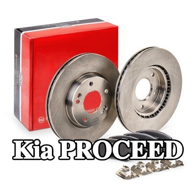 MAPCO مجموعة أقراص الفرامل والوسادات للمحور الأمامي, مُهوى, مع لوحة مانعة للصرير — 2016 Kia Proceed