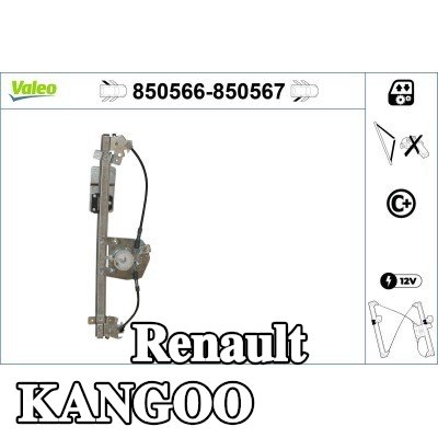 VALEO منظم نافذة خلفي أيسر, كهربائي, بدون محرك كهربائي — Renault Kangoo