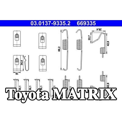 ATE طقم تركيب أحذية الفرامل — Toyota Matrix