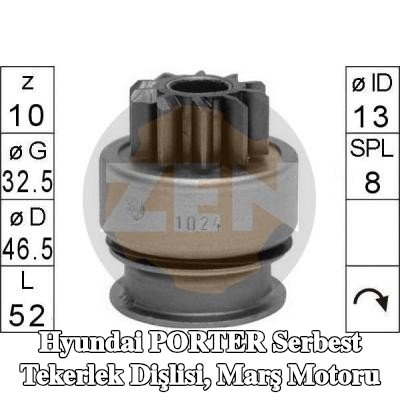 ERA Serbest Tekerlek Dişlisi, marş motoru — Hyundai Porter