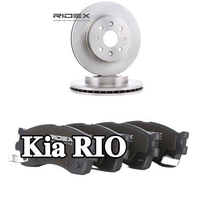 RIDEX مجموعة أقراص الفرامل والوسادات للمحور الأمامي, مزود بفتحات تهوية داخلية — 2000 Kia Rio